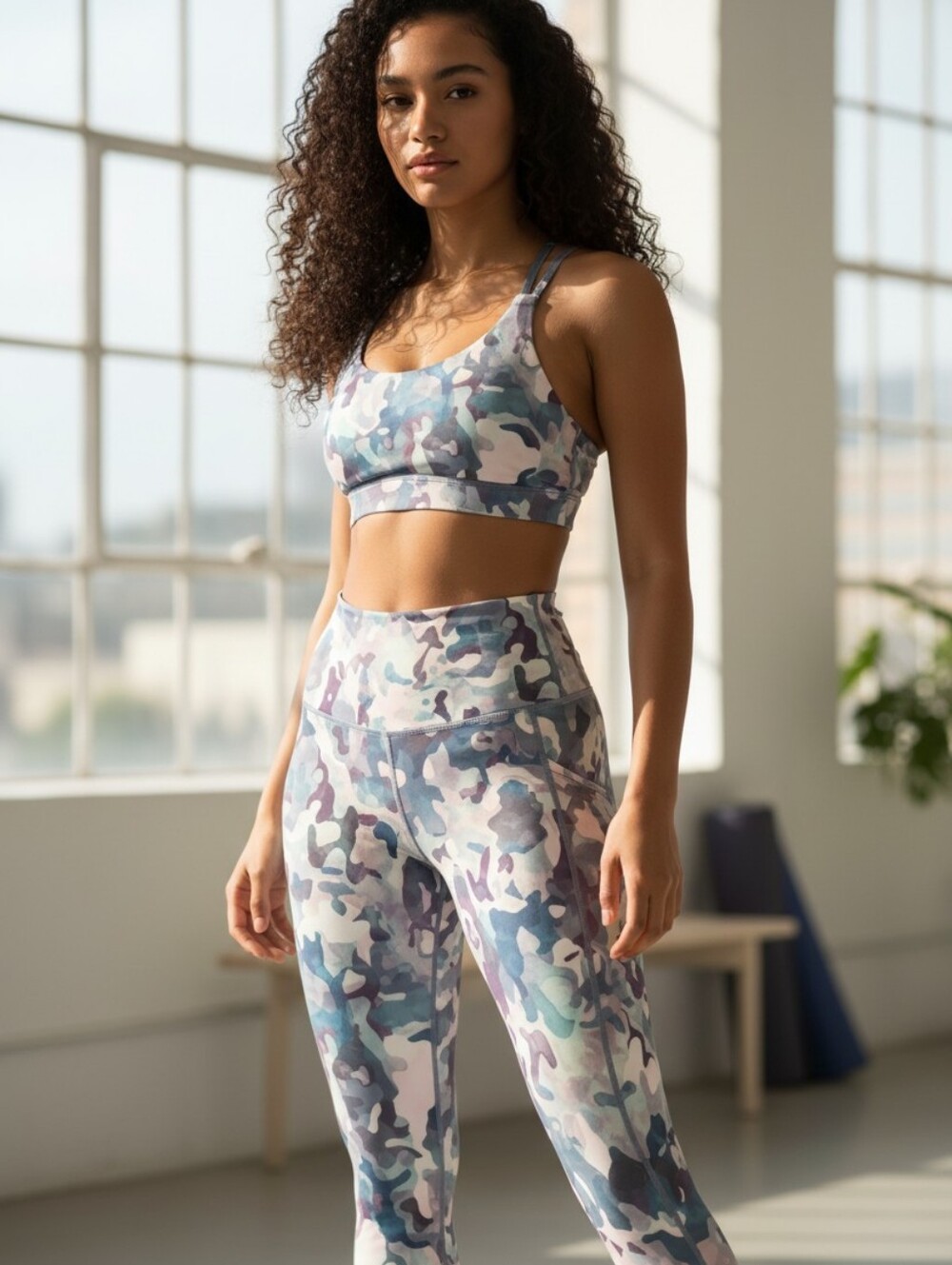 SPANX Activewear Set Mixed Sizes M Top XS Leggings Watercolor Camo
